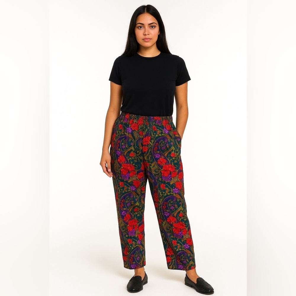 VINTAGE GOLD LABEL VICTORIA’S SECRET Satin Floral Print Pants M